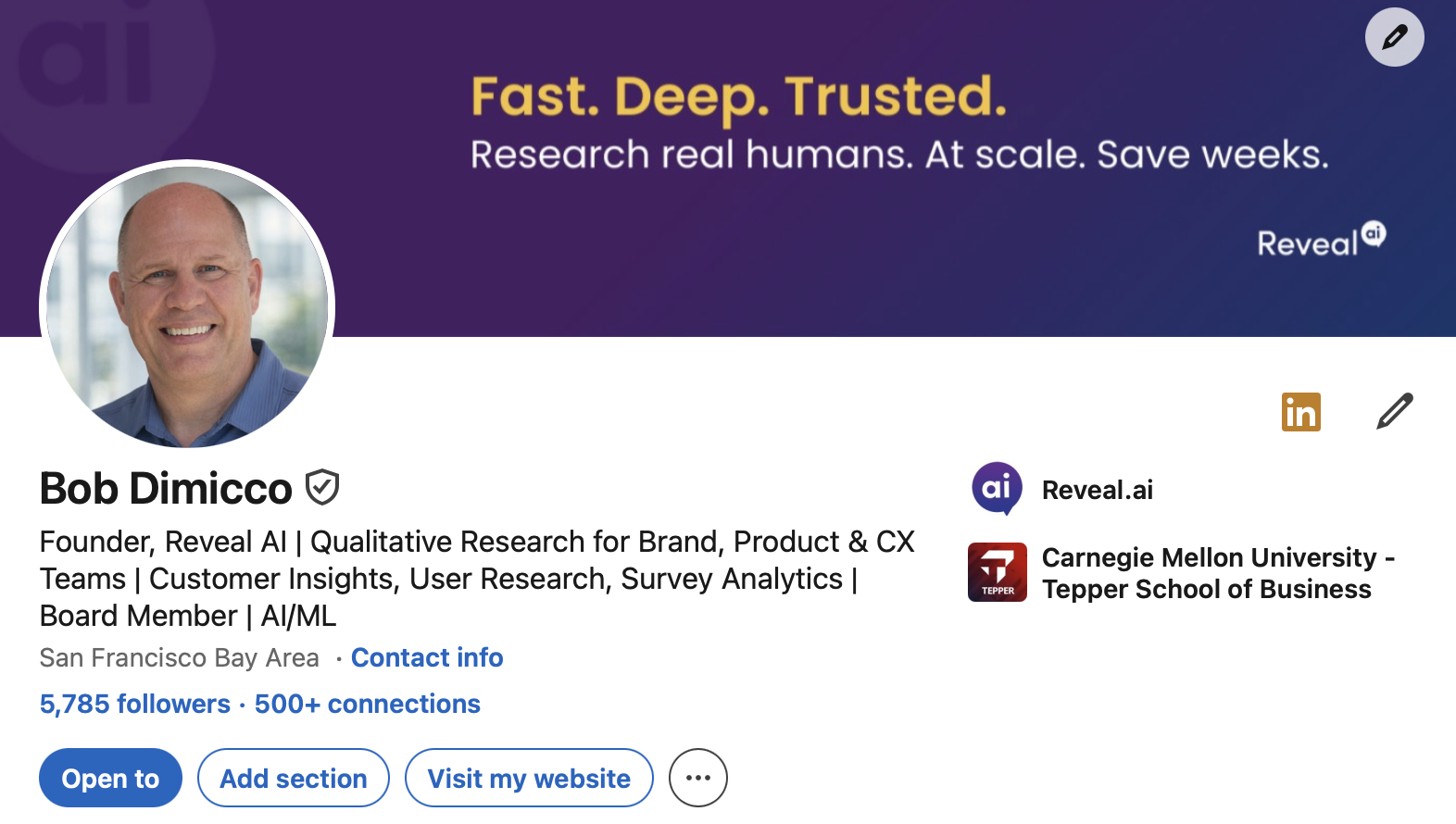 Bob Dimicco's LinkedIn profile: after