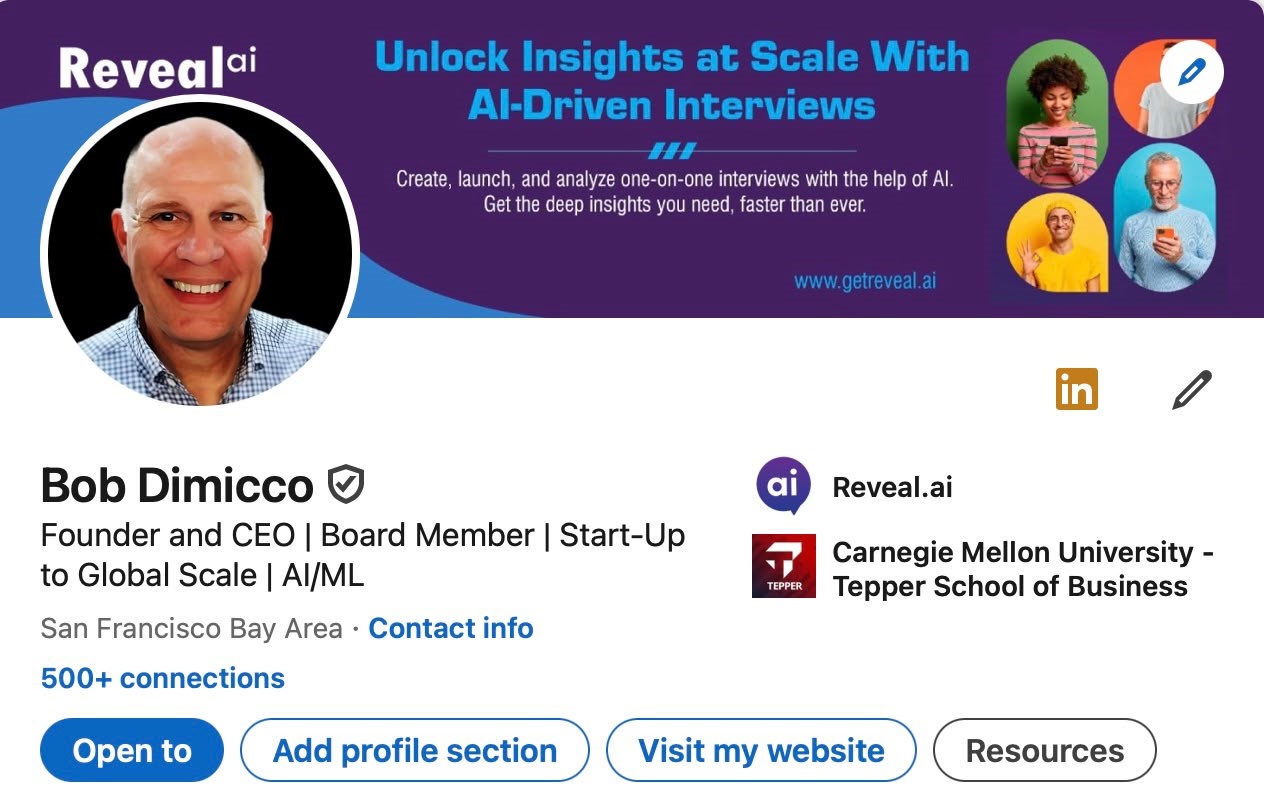 Bob Dimicco's LinkedIn profile: before