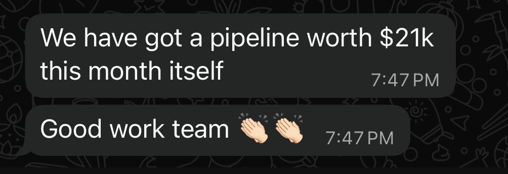 $21K in pipeline generated in a single month