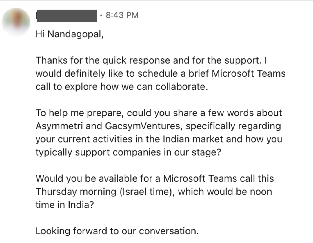 Prospect scheduling a Microsoft Teams call