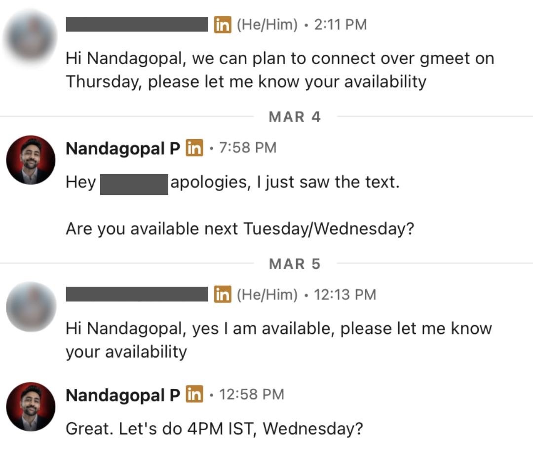 A Google Meet booked with a warm lead
