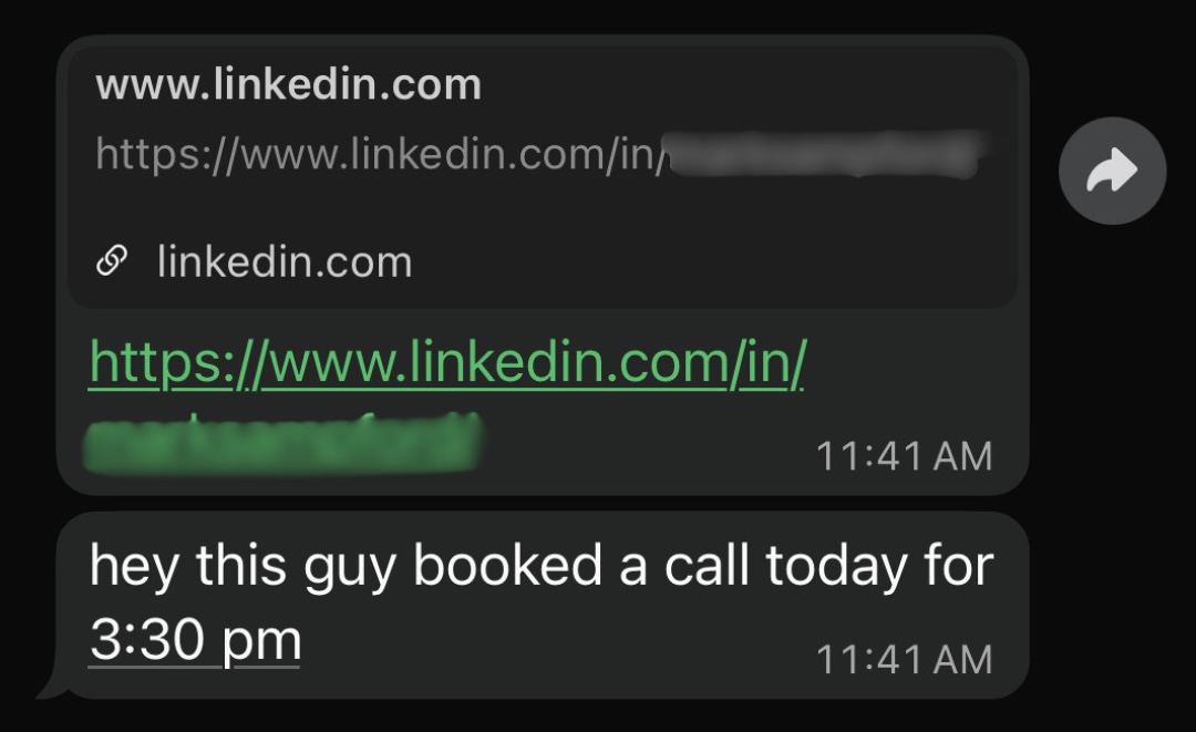 A booked call landing in the calendar